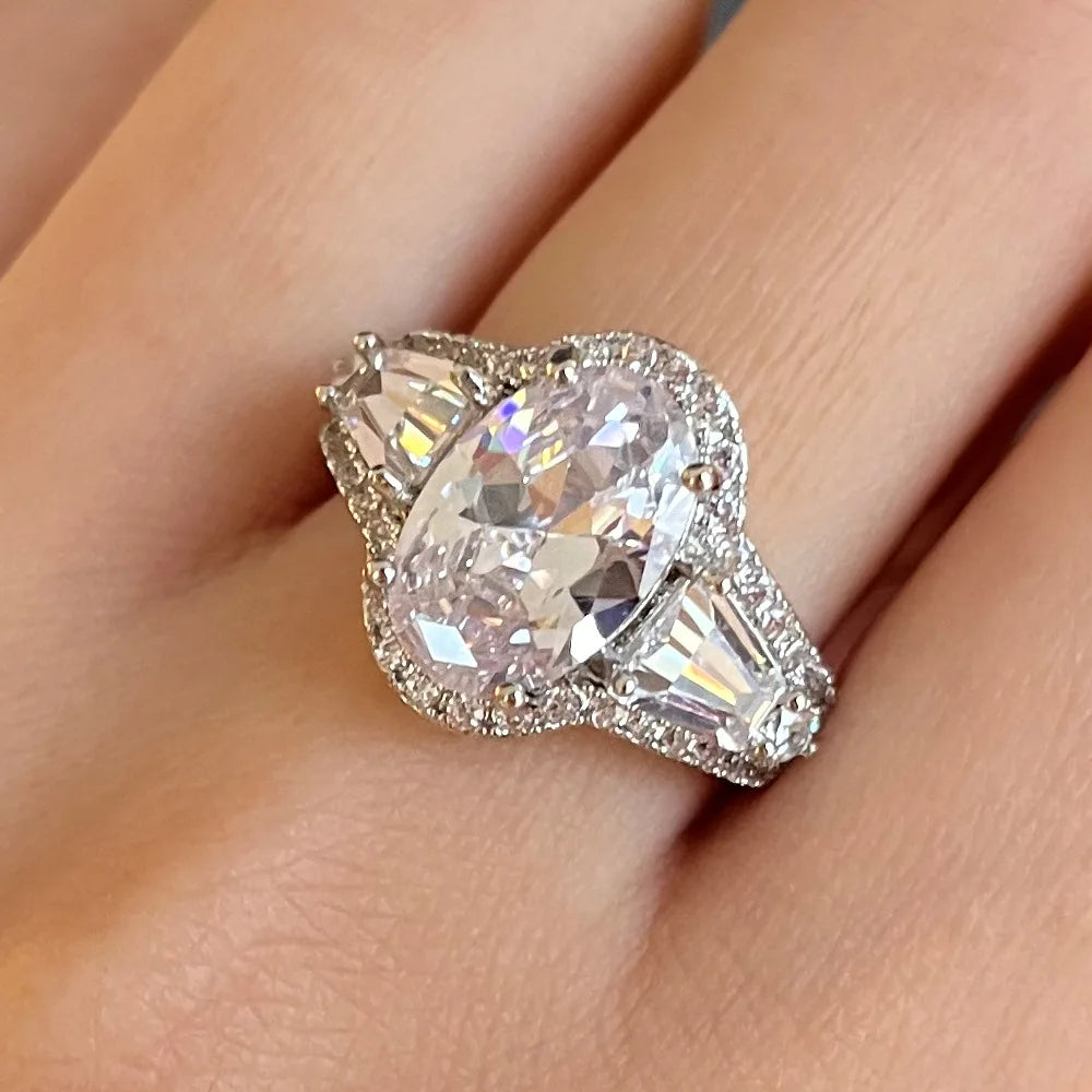 F1607 Moissanite Oval Cut Pave Setting Women'S Engagement Gemstone Ring