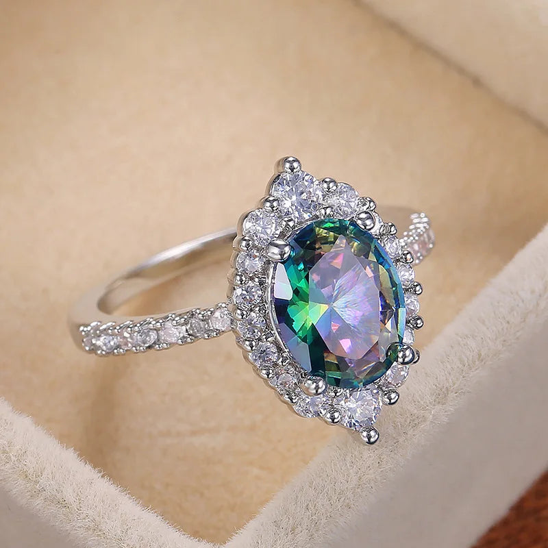 Moissanite Cocktail Ring Women round Brilliant Cut Pave Setting Elegant Fashion Engagement Statement Jewelry