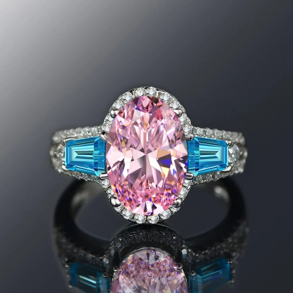 F1607 Moissanite Oval Cut Pave Setting Women'S Engagement Gemstone Ring