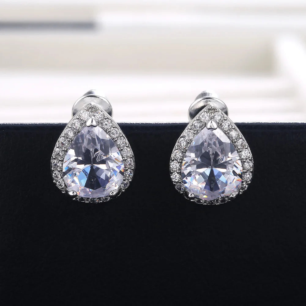 Elegant Waterdrop Drop Earrings Minimal Fashion Jewelry Sparkling Accent Style