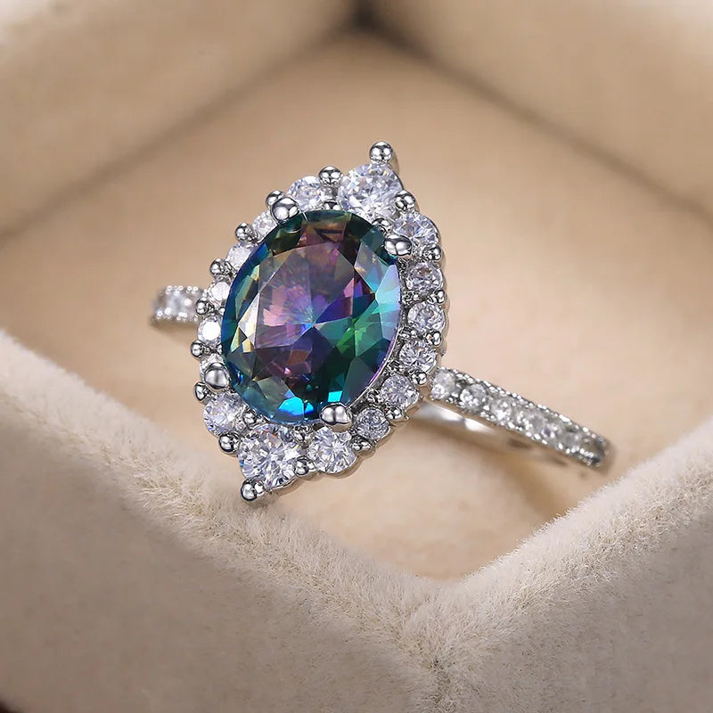 Moissanite Cocktail Ring Women round Brilliant Cut Pave Setting Elegant Fashion Engagement Statement Jewelry