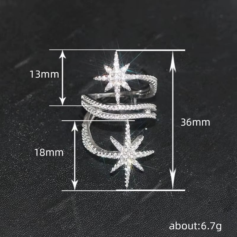 European Light Luxury Niche Ring Micro Inlaid Star Multi-Layer Geometric Ornament