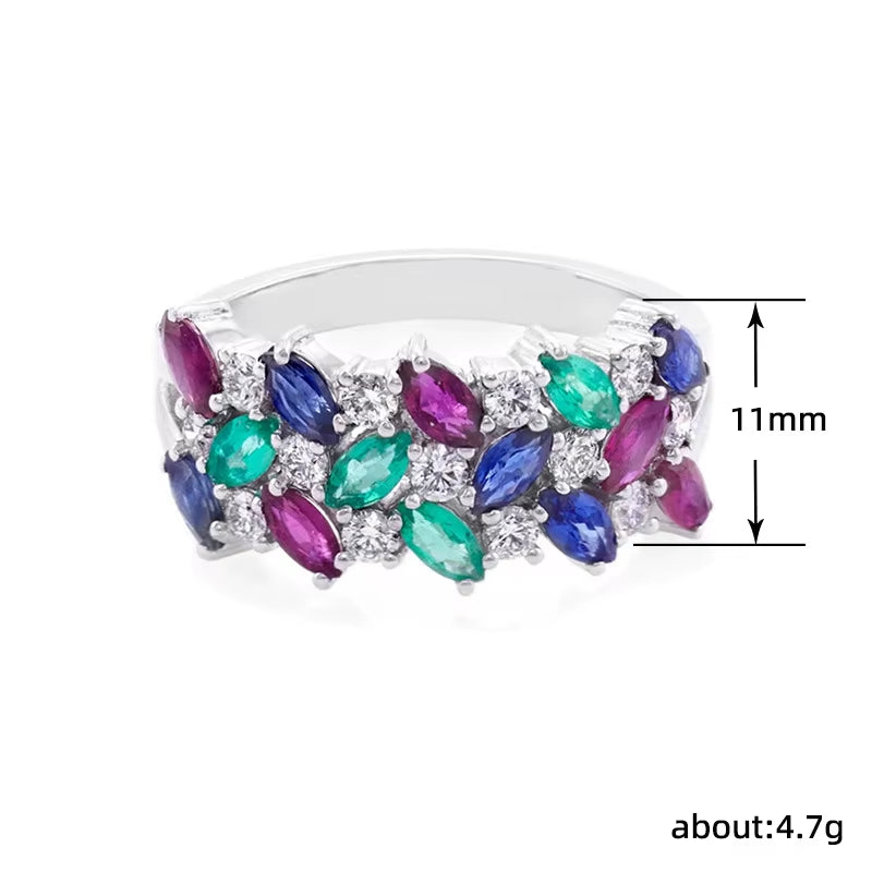 Q101 Flower Cluster Moissanite Ring 925 Silver Prong Setting Women'S Party Jewelry Marquise Cut Stone