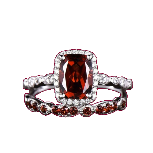Garnet Emerald Cut Ring