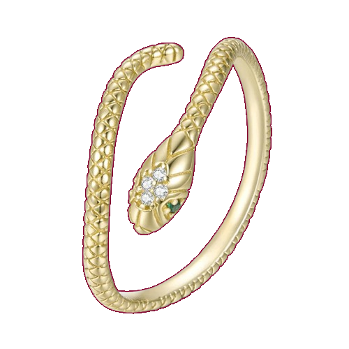Snake Ring 18K Solid Gold round Brilliant Cut Diamond Pave